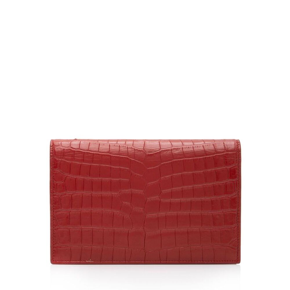 Saint Laurent Croc Embossed Leather Monogram Kate Tassel Chain Wallet - Picture 3 of 14